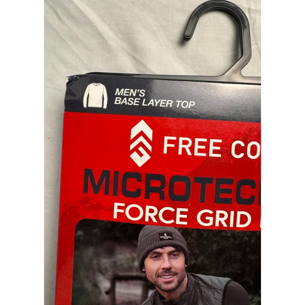 Free Country Mens Microtech Heat Force Grid Fleece Base Layer Top Charcoal S